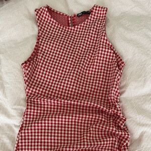 Zara red and white plaid minidress